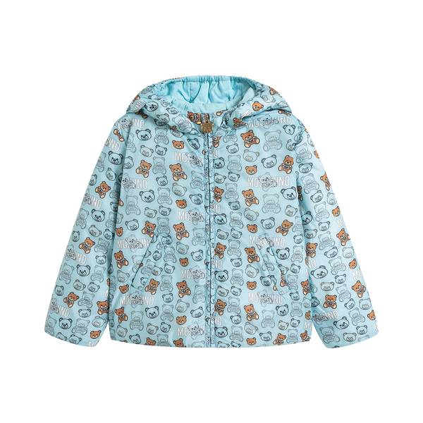 Baby Girls Blue Printed Padded Down Jacket
