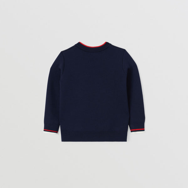 Boys Navy Bear Wool Sweater