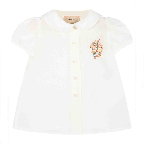 Baby Girls White Logo Cotton Shirt