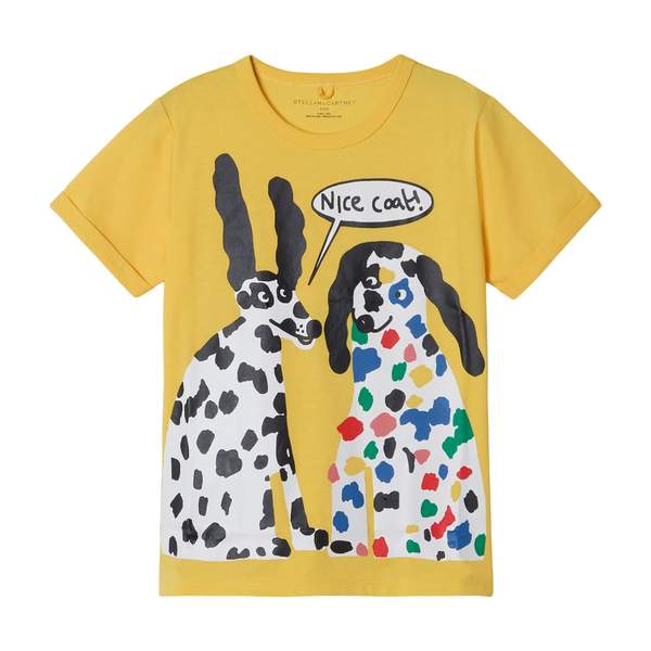 Girls Yellow Poodle Cotton T-Shirt