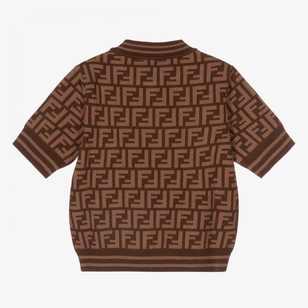 Girls Brown FF Knit Sweater