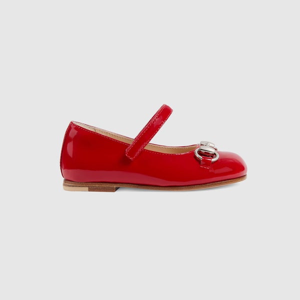 Baby Girls Red GG Logo Leather Shoes