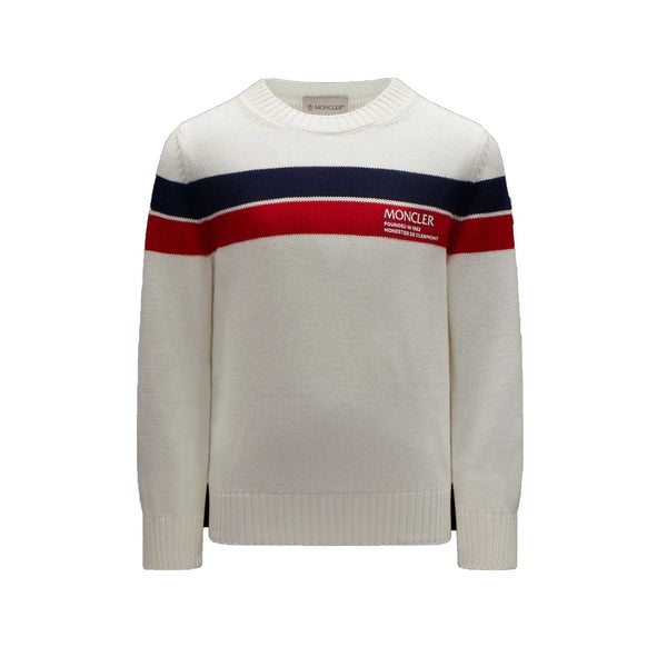 Boys White Logo Cotton Sweater