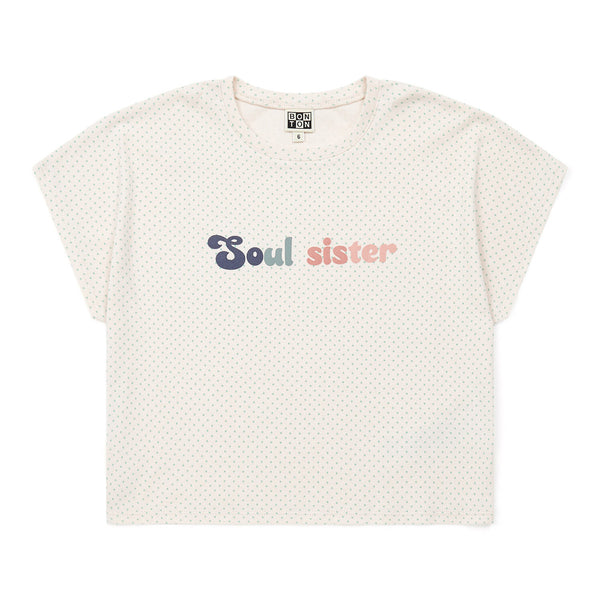 Girls White Dots Cotton T-Shirt