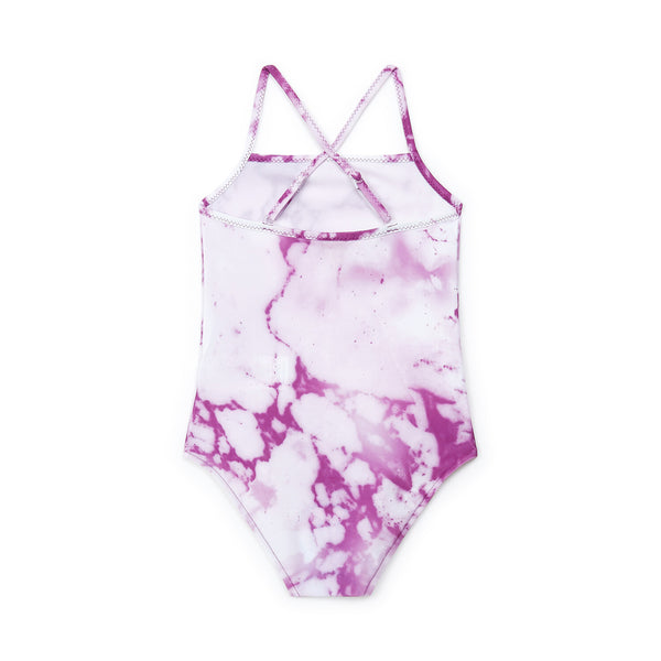 Girls Pink Watercolor Swimsuit