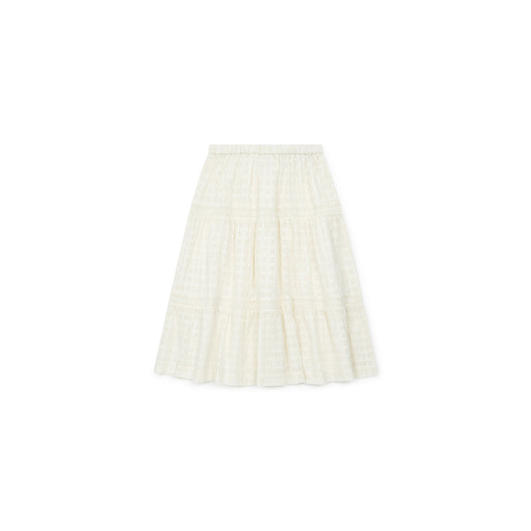 Girls White Embroidered Cotton Skirt
