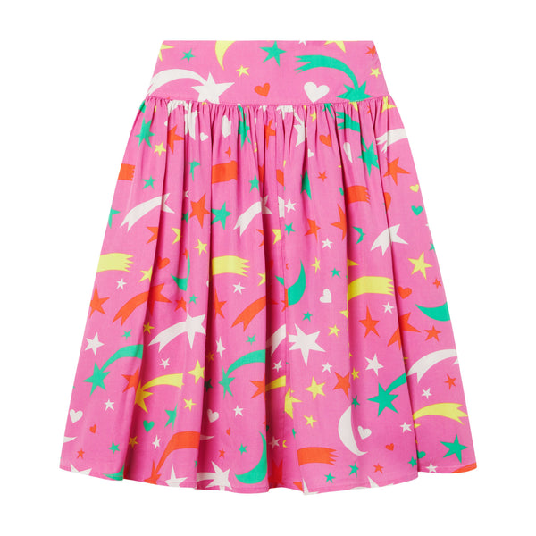 Girls Pink Printed Skirt
