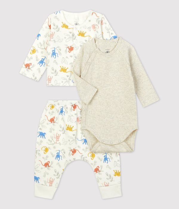 Baby Girls Grey & White Cotton Babysuit Set (2 Pack)