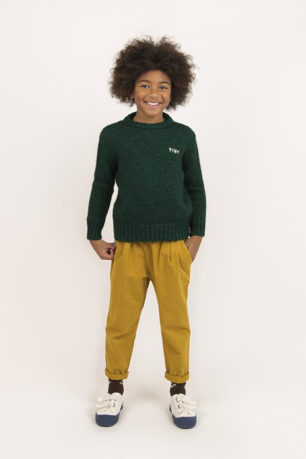 Boys & Girls Mustard Solid Pleated Cotton Pants