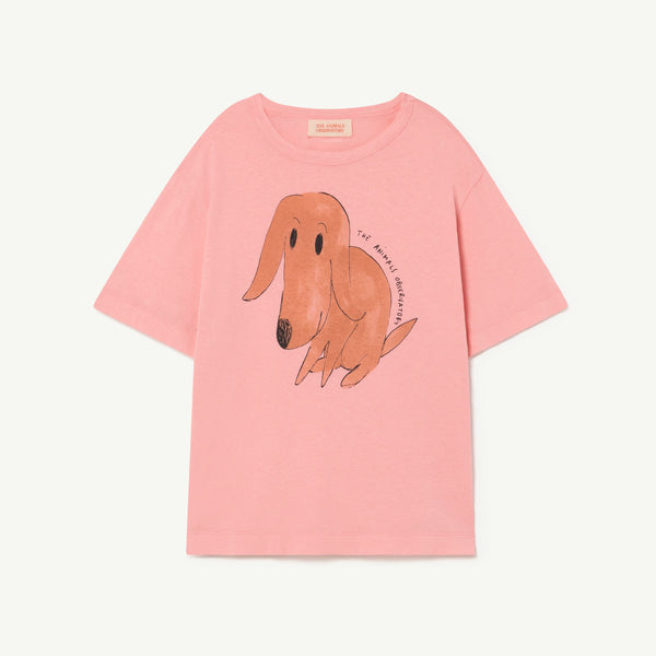 Boys & Girls Pink Dog Printed Cotton T-Shirt