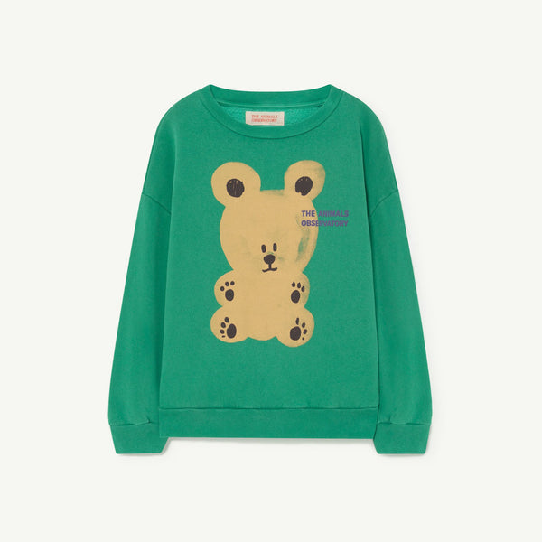 Boys & Girls Green Bear Printed Cotton Sweatshirt