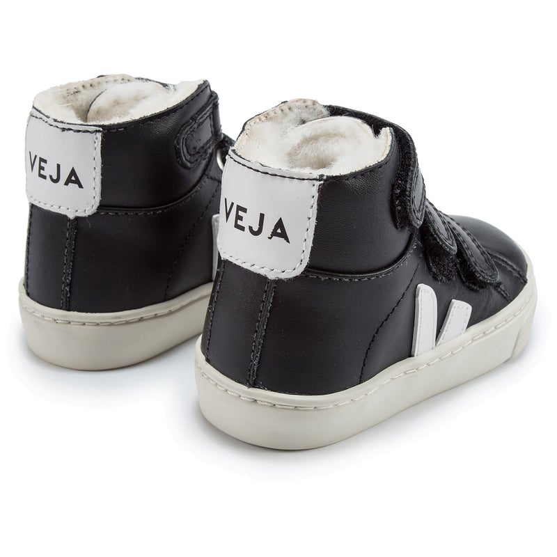 Baby Black Leather Velcro High Top Shoes