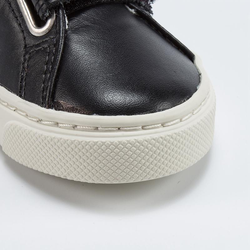 Baby Black Leather Velcro High Top Shoes