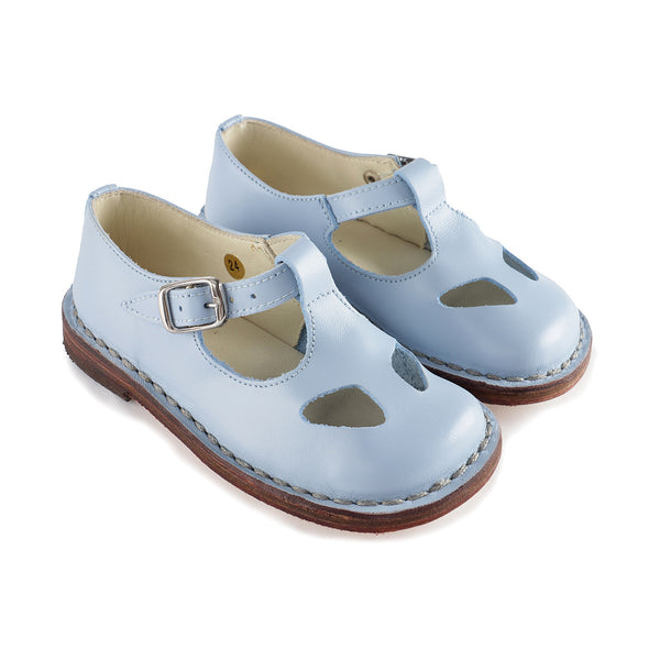 Girls Light Blue Leather Shoes
