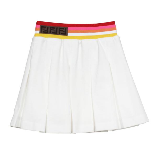 Girls White FF Logo Cotton Skirt