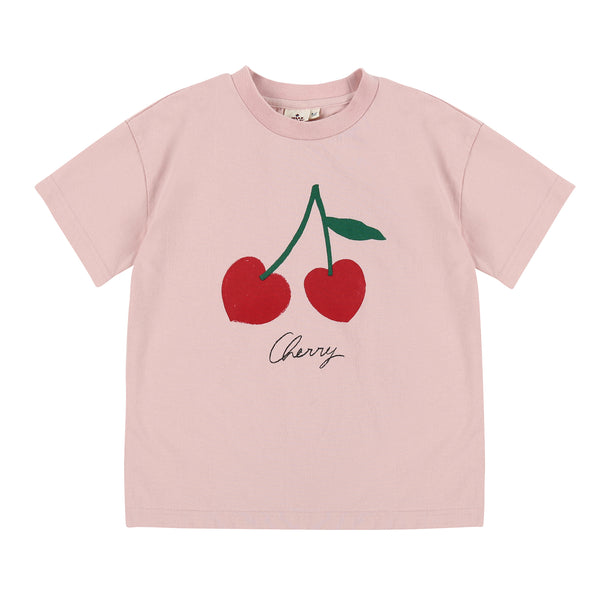 Girls Pink Cherry Cotton T-Shirt