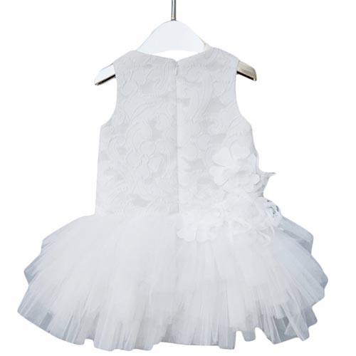 Girls White Patch  Trims Tullee Sleeveless Dress - CÉMAROSE | Children's Fashion Store - 2