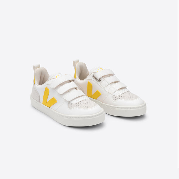 Boys & Girls White "SMALL-V-10" Velcro Shoes