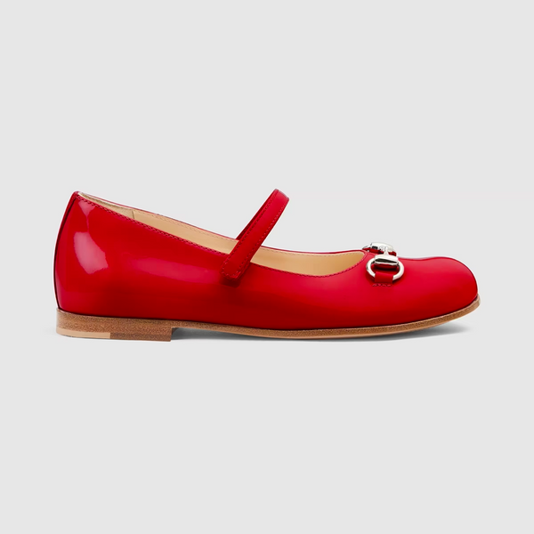 Girls Red GG Logo Leather Shoes