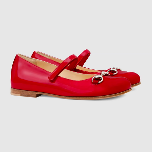 Girls Red GG Logo Leather Shoes